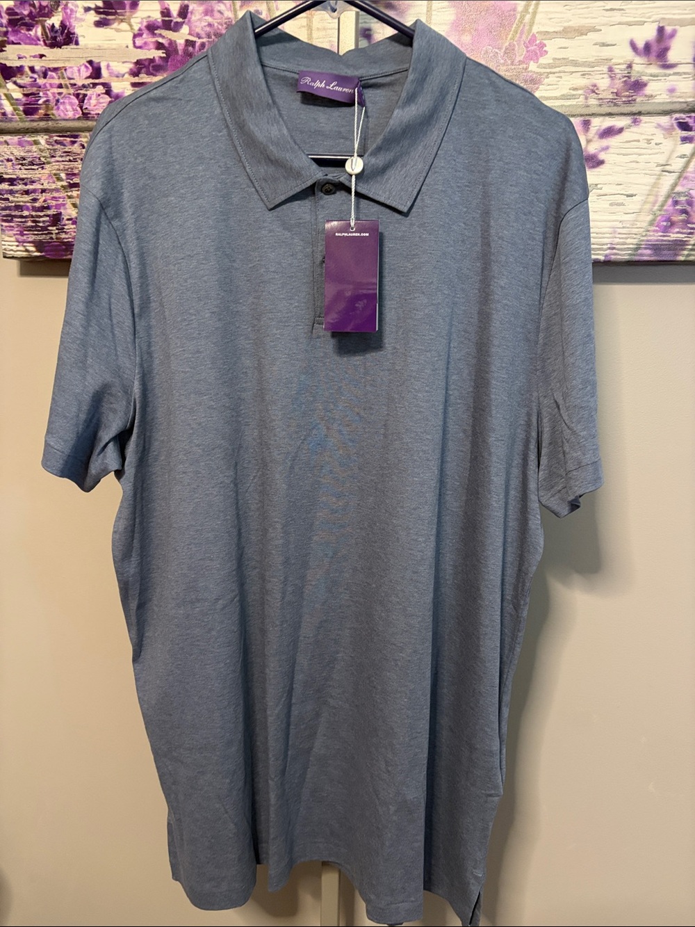 Ralph Lauren Purple Label Men’s Light Heather Blue Polo NWT Size XL